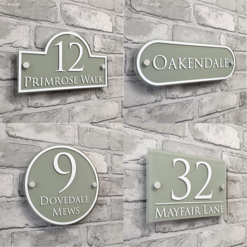 Traditional House Number Signs & Address Plaques in Sage Green afbeelding 7