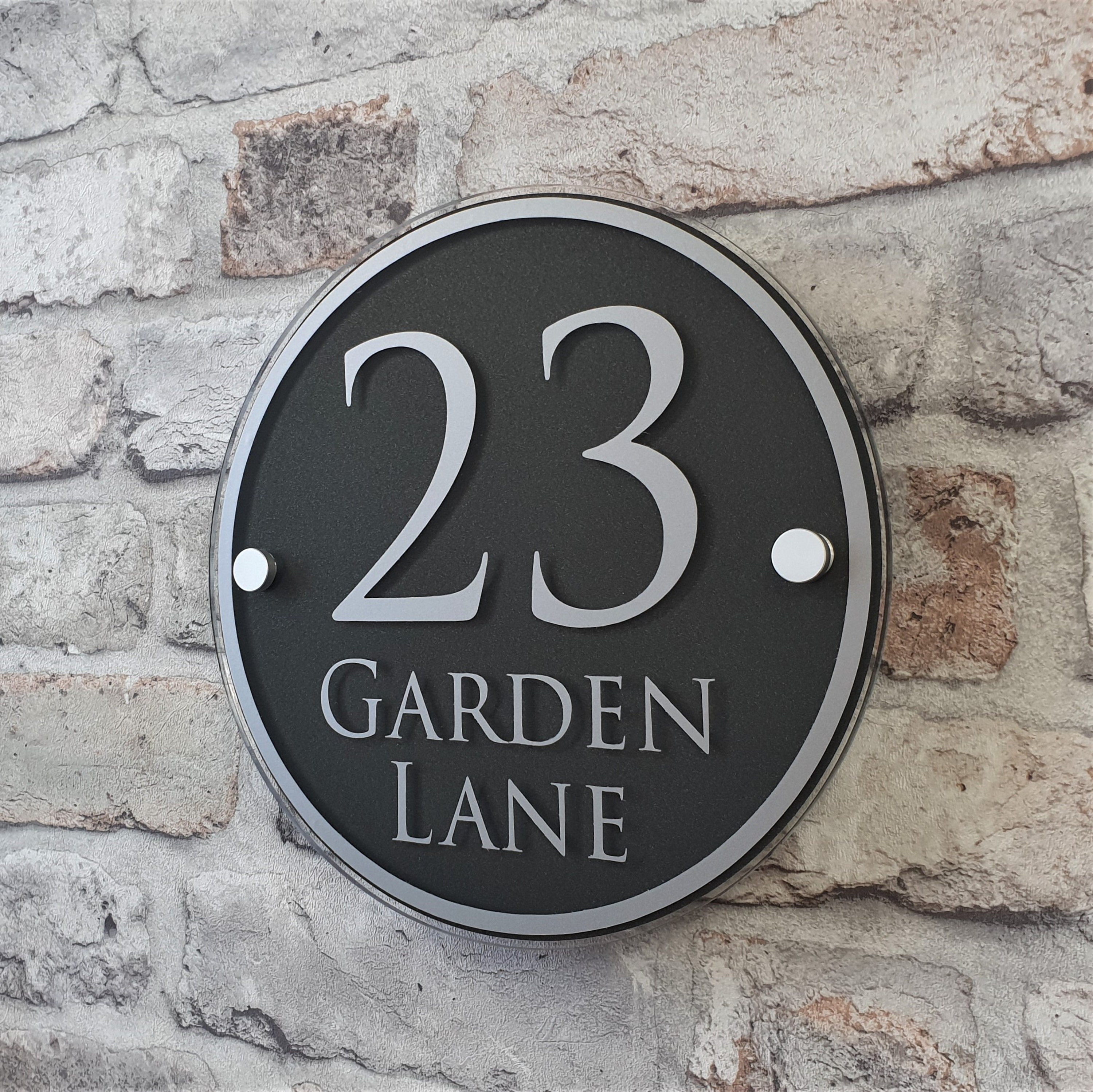 Modern Round House Number Sign or Address Plaque in Black & Etsy UK
