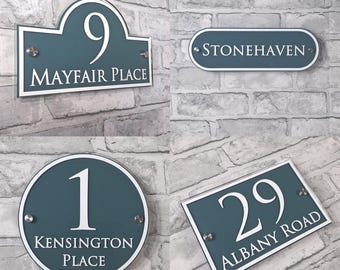 Placa de número de casa personalizada de acrílico verde azulado / Letrero de dirección de estilo clásico / Placa de identificación para casa resistente a la intemperie