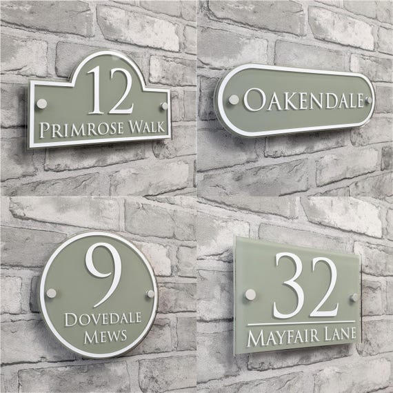 Traditional House Number Signs & Address Plaques in Sage Green