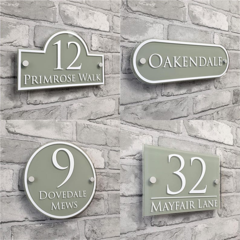 Traditional House Number Signs & Address Plaques in Sage Green afbeelding 1