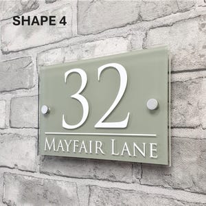 Traditional House Number Signs & Address Plaques in Sage Green Shape 4 21cm X 14cm