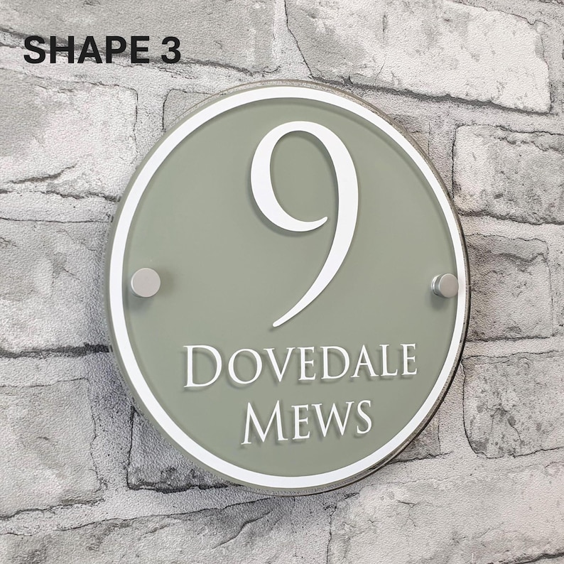 Traditional House Number Signs & Address Plaques in Sage Green Shape 3 20cm X 20cm