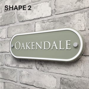 Traditional House Number Signs & Address Plaques in Sage Green Shape 2 32cm X 11cm
