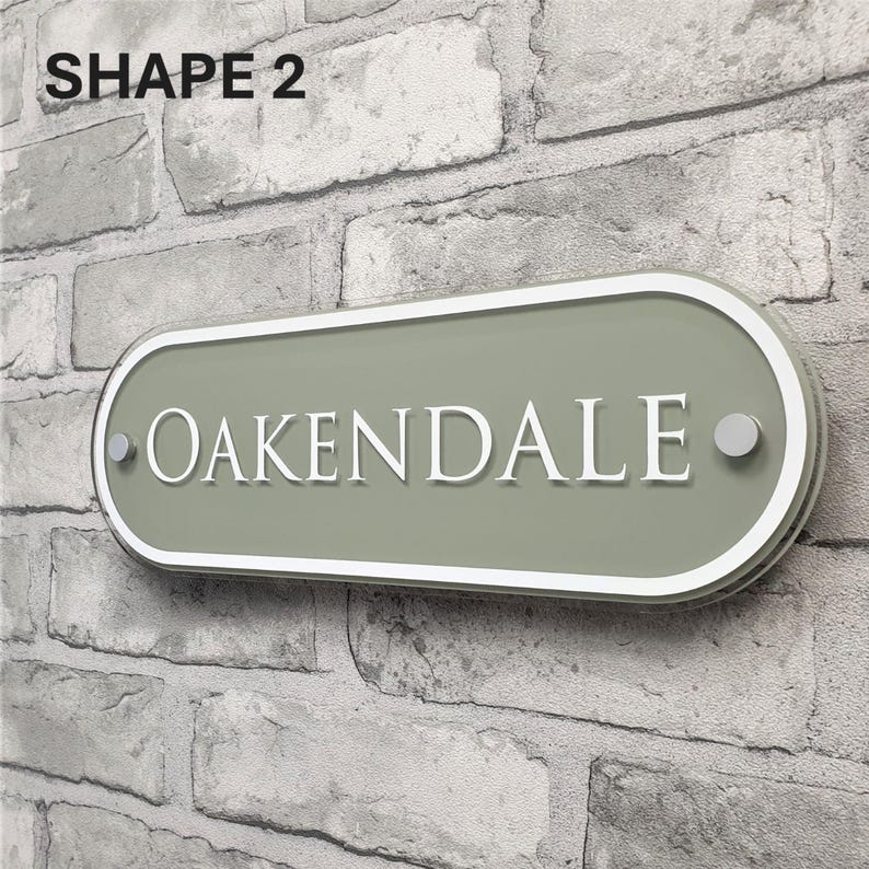 Traditional House Number Signs & Address Plaques in Sage Green Shape 2 32cm X 11cm