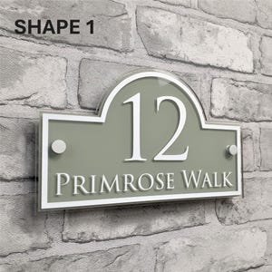 Traditional House Number Signs & Address Plaques in Sage Green Shape 1 25cm X 15cm