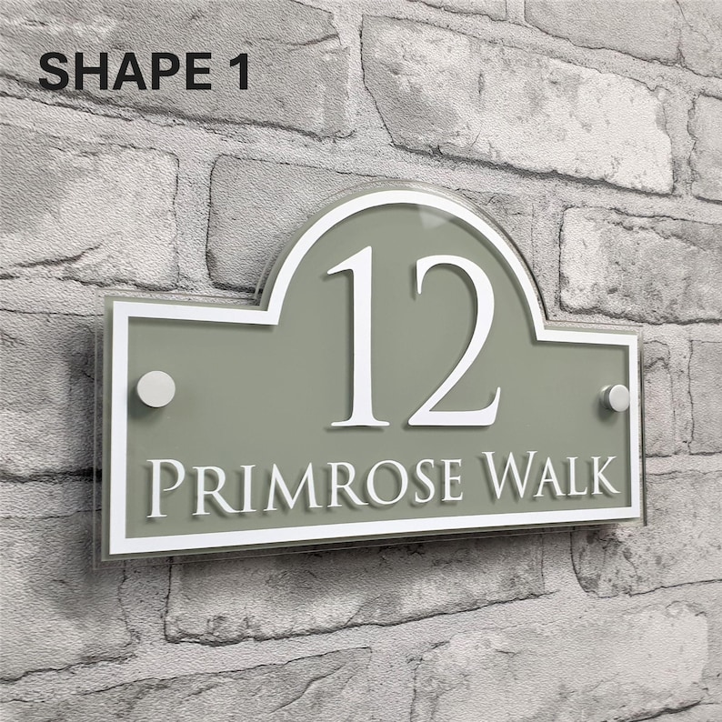 Traditional House Number Signs & Address Plaques in Sage Green Shape 1 25cm X 15cm