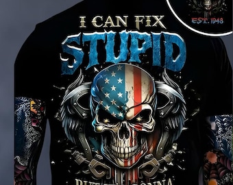 Camiseta personalizada de calavera "Generación X: Puedo arreglar lo estúpido", camiseta de esqueleto, regalo para entusiastas de la Generación X, sudadera con capucha, estilo retro, sudadera con calavera