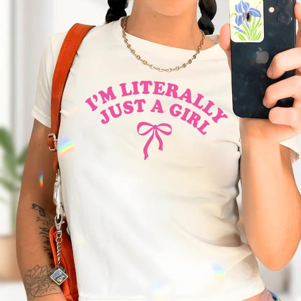 Camiseta infantil "Literalmente solo soy una niña", camiseta moderna de mujer estilo Y2K Coquette