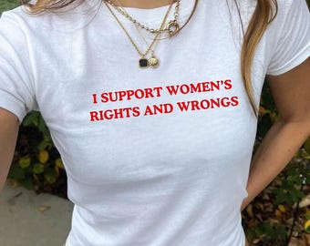 Camiseta de bebé "Apoyo los derechos y los errores de las mujeres", camiseta feminista, camiseta retro Y2K, camiseta feminista divertida, camiseta de derechos de las mujeres
