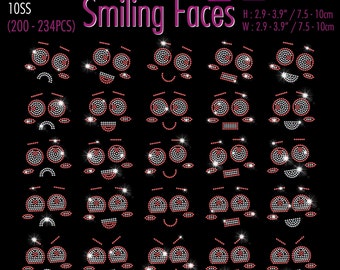 Faccine sorridenti con strass, modello di design 10SS