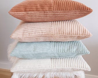 Corduroy pillow cover. 22 colors. Custom size. Striped cushion case. Pillow lumbar. Soft cord velvet cushion cover.