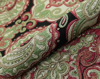Tela de tapicería con estampado paisley jacquard por metro. Tela vintage. Tela de tapicería. Tela texturizada. Tela para cojines de sillas y sofás.