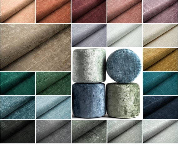 Chenille fabric by the yard. 30 colors. Plush velvet fabric. Velour upholstery fabric. Luxury chenille apholstery fabric. Furniture fabric.