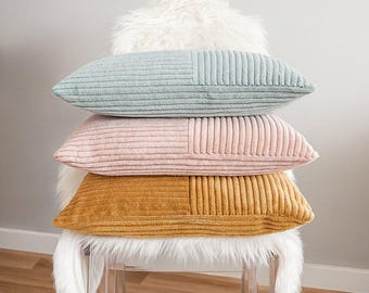 Corduroy pillow cover. 22 colors. Custom size. Striped cushion case. Pillow lumbar. Soft cord velvet cushion cover.