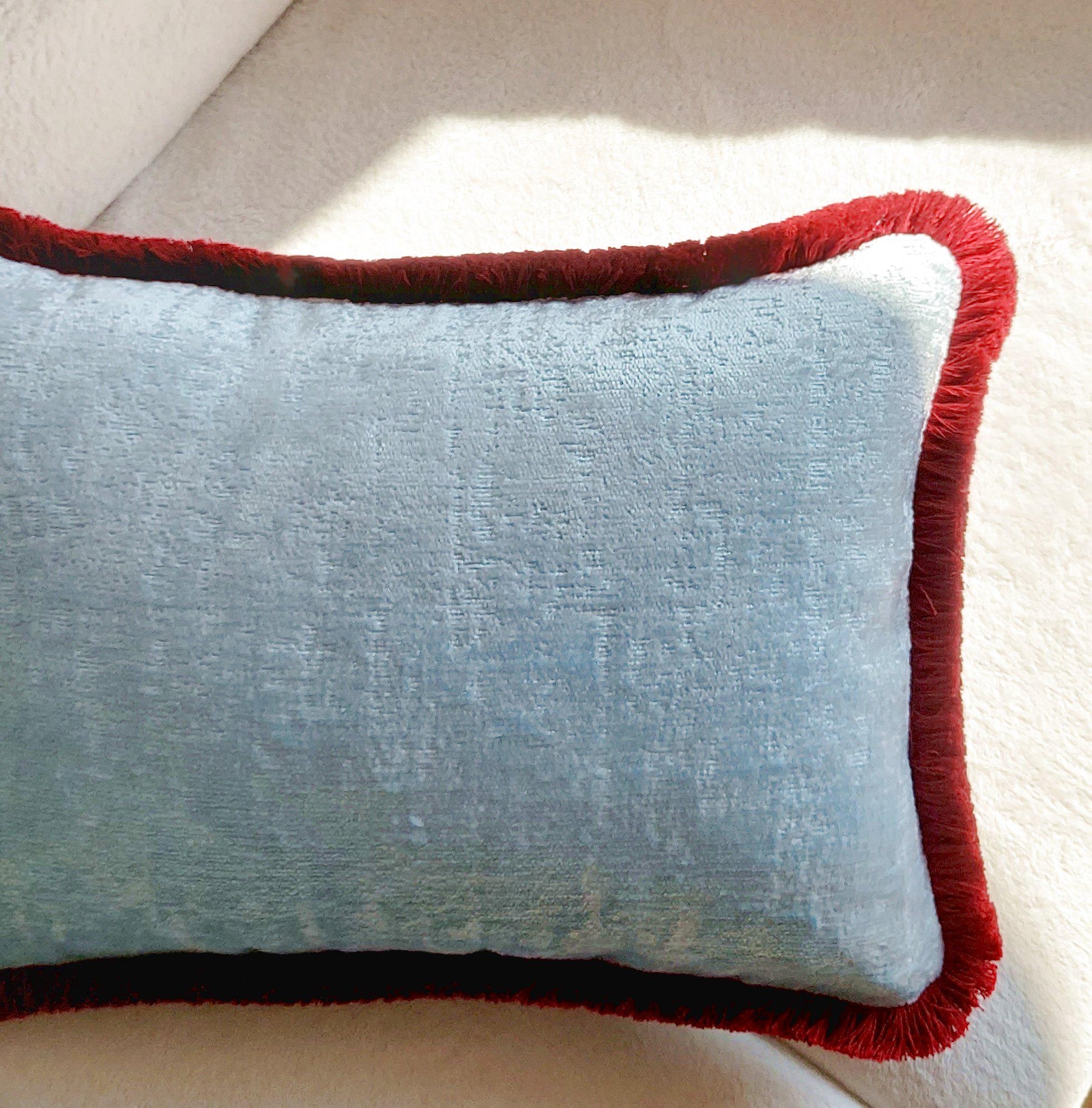 Boucle pillow covers with cotton fringe. Custom living room cushion case for sofa. Vintage pillow case. Boucle lumbar. Textured cushion - 16x30inch(40x75cm)