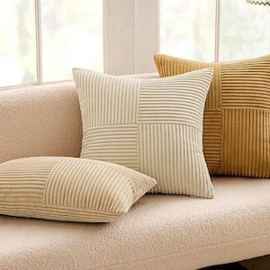 Fundas de almohada de pana. 22 colores. Cualquier tamaño. Funda de cojín a rayas. Cojín lumbar. Funda de cojín de terciopelo suave.