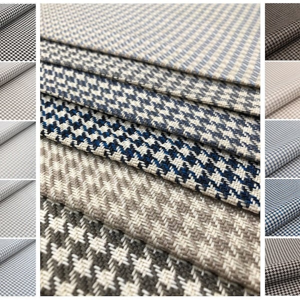 Houndstooth fabric by the yard. 10 colours. Upholstery fabric. Textured fabric. Furniture fabric.