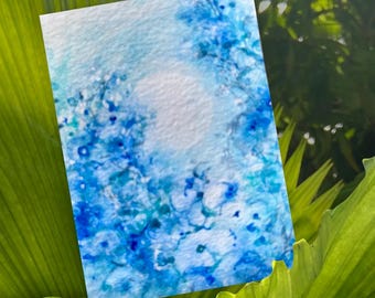 ACEO BLUE SUNRISE Original Hand-Painted Watercolor Landscape 2.5"x3.5" Small Artwork for Collectors