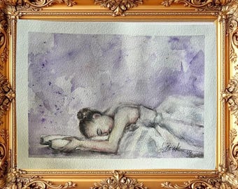 BALLERINA GIRL 9"x12" Hand-Painted Watercolor Artwork