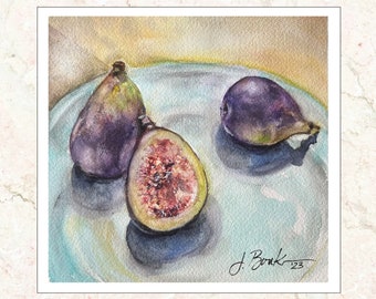 Figs Still Life Print | Original Watercolor Giclee Print, Kitchen Wall Art