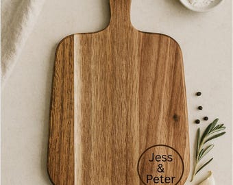 Custom Engraved Acacia Cheese & Cake Board with Knife Set | Personalised Gift | Corporate Logo, Housewarming, Wedding, Anniversary