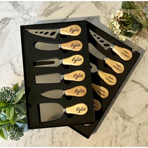 Set of 6 Charcuterie Cheese Knives, Cheese Knife Set with Wooden Handles