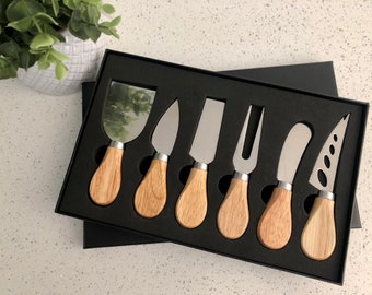 Set of 6 Charcuterie Cheese Knives, Cheese Knife Set with Wooden Handles
