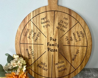 Large Acacia Wood Personalised Pizza Tray Board | Family fun | Funny gift | Engagement | Birthday | Children's party