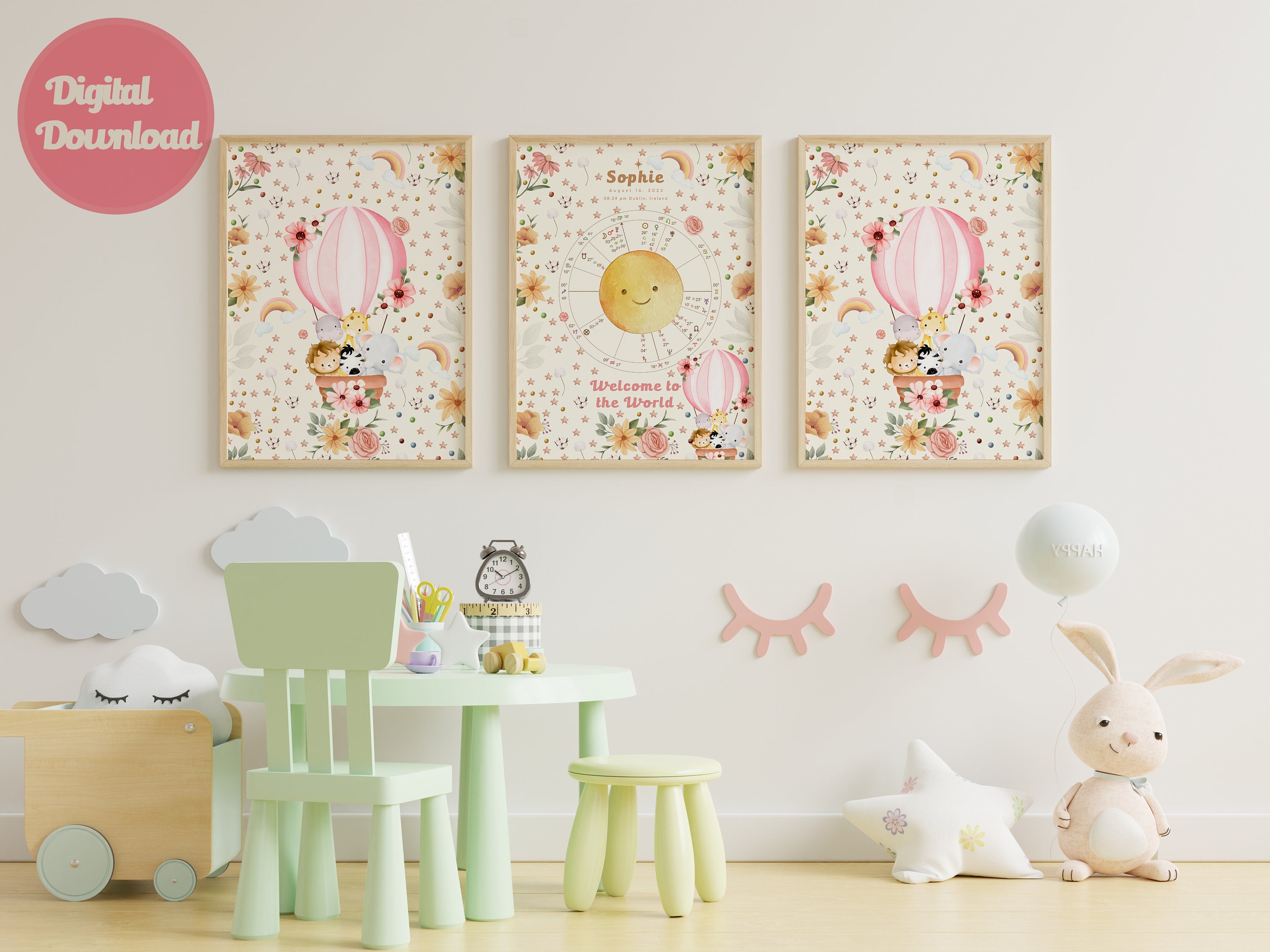 Baby Girl Birth Chart Digital Download, Custom Astrology Birth Chart ...