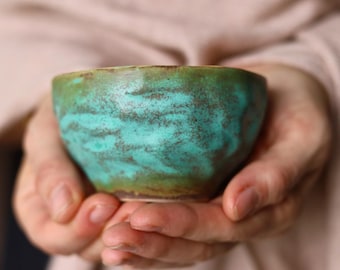 Green Ceramic Jewelry Dish: Handmade Trinket Bowl, Decorative Small Ring Holder