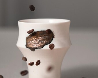 Handmade Japanese Porcelain Coffee Tea Wine Cup with Bronze Mark & Gift Box