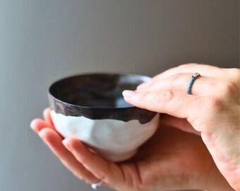 Wabi Sabi Textured Matcha Bowl – Handmade Organic Fine Porcelain  Chawan ,  Housewarming Tea Ceremony Gift