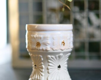Handmade Light Pink Ceramic Porcelain Rococo Mug - Vintage Coffee Tea  & Wine Liqueur Cup with Bronze Accent , Gift Box Included