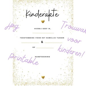 Kinderurkunde - Heiratsurkunde für Kinder - Hochzeit - Gold - Druckbar - JPG-Datei