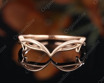 Anillo de compromiso de estilo vintage para mujer, alianza de boda de oro macizo con diseño de hoja.