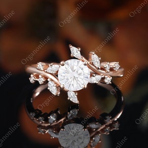 Moissanite Verlobungsring Vintage Weiss Gelb Gold Einzigartige Marquise Cluster Diamant Verlobungsring Jahrestag massiv Gold Ehering
