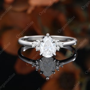 Birnenförmige Moissanite Verlobungsring Stapelring.14K / 18K Weißgold, Vintage Moissanite Einzigartiger Diamant Cluster Ring Frauen Hochzeit Braut