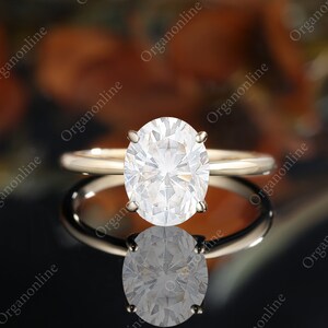 7 * 9mm Moissanit Solitär Ring Einzigartige Einfache Rose Gold Ring ovaler Schnitt Verlobung Brautring Art-Deco-Jubiläum Geschenk für sie