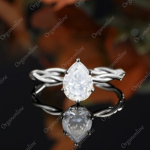 6*8mm Solitaire ring Unieke Eenvoudige geelgouden ring peervormige Moissanite verlovingstwistband Bruids Art deco Verjaardagscadeau voor haar