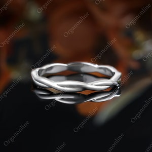 Plain gold Wedding Band solid gold Leaf Ring Matching band Unique Vintage band Promise Anniversary Ring white Gold ring Bridal band
