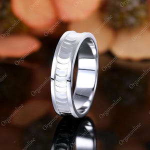 Plain white gold Wedding Band, solid gold wedding band for man, Vintage 5mm weight wedding ring, Anniversary band for his