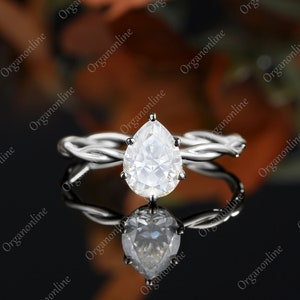 6*8mm Solitaire ring Unieke Eenvoudige roségouden ring peervormige Moissanite verlovingstwistband Bruids Art deco Verjaardagscadeau voor haar