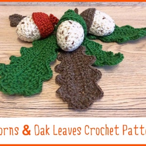 Crochet Oak Leaf Pattern, Autumn Garland Pattern, Acorn Crochet Pattern PDF, Swedish farmhouse wall decor