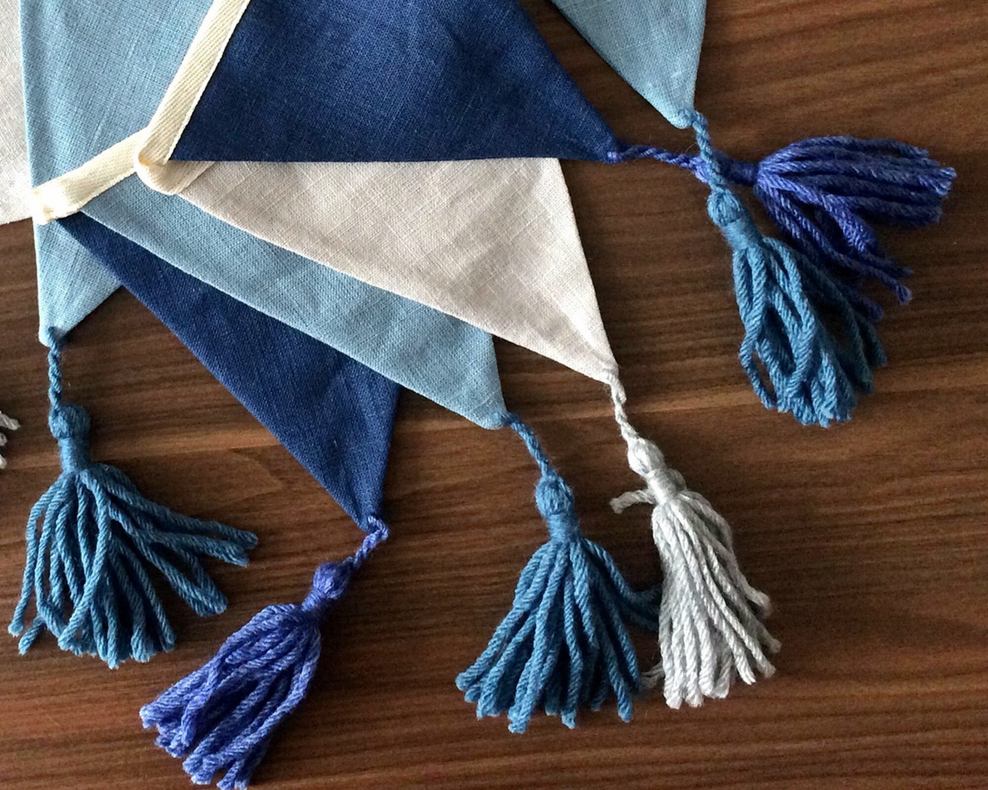 Gray Blue Fabric Bunting Banner Fabric Bunting Flags With - Etsy