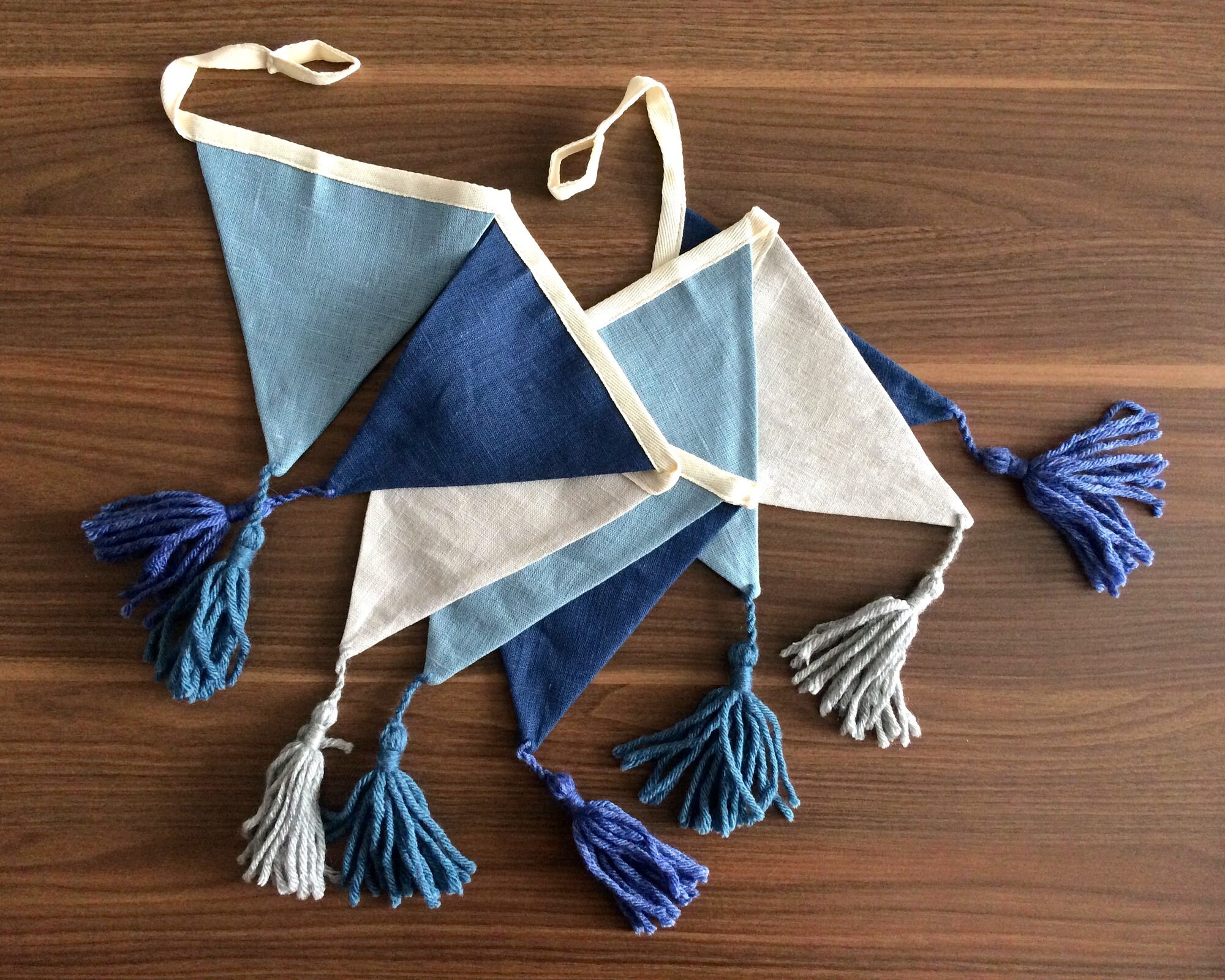 Gray Blue Fabric Bunting Banner Fabric Bunting Flags With - Etsy