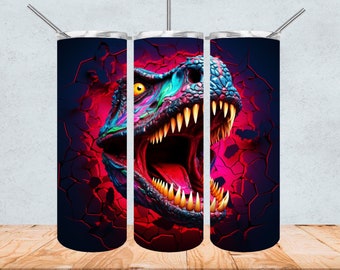 T-Rex Dinosaurier 20 oz Skinny Tumbler Sublimation Design Digital Download PNG, Tyranasaurus Rex Tumbler Warp T-Rex Sublimation Dinosaurier 20oz