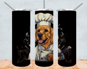 Golden Retriever in Kochmütze Kochshirt Sublimation Tumbler Design Golden Retriever png transparent Kochbegleiter Geschenk für Mama Digital