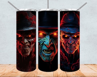 Halloween Horror Film Tumbler Wrap 20 oz Tumbler Sublimation Design Digital Instant Download PNG 3D Halloween Tumbler Horror Liebhaber Geschenk