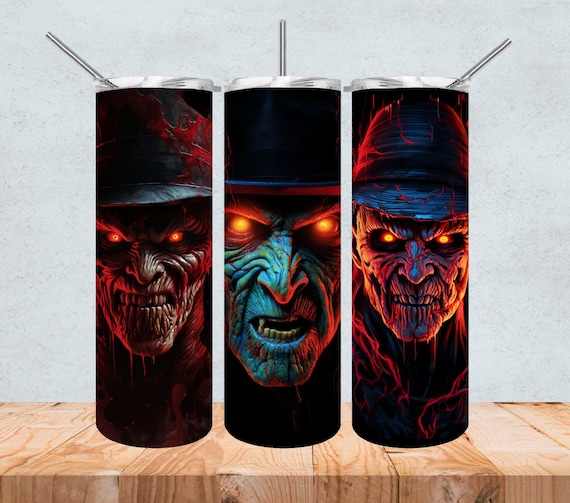 Halloween Horror movie tumbler wrap 20 oz Tumbler Sublimation Design Digital Instant Download PNG 3D Halloween tumbler Horror lover gift